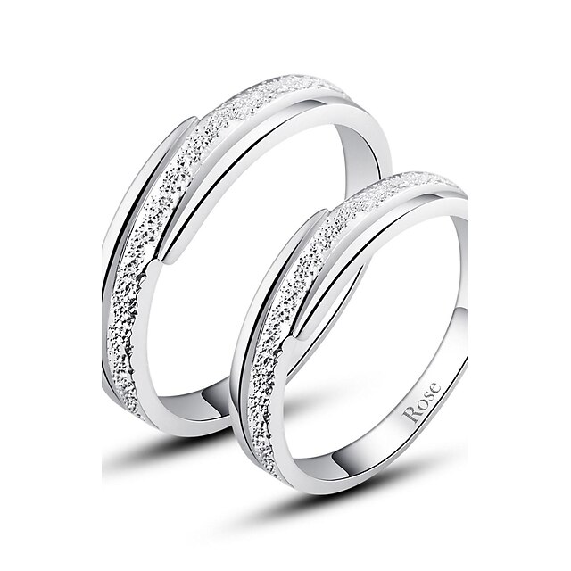  نسائي الزوجين خاتم البيان خاتم فضي موضة مناسب للبس اليومي مجوهرات