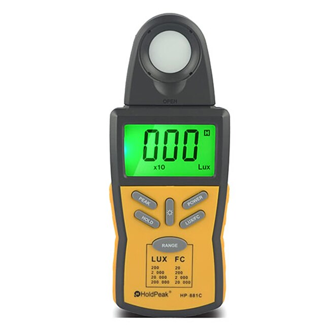  200klux digitaalinen handheld illuminometer valon voimakkuus mittari valaistusvoimakkuus mittari holdpeak hp-881c