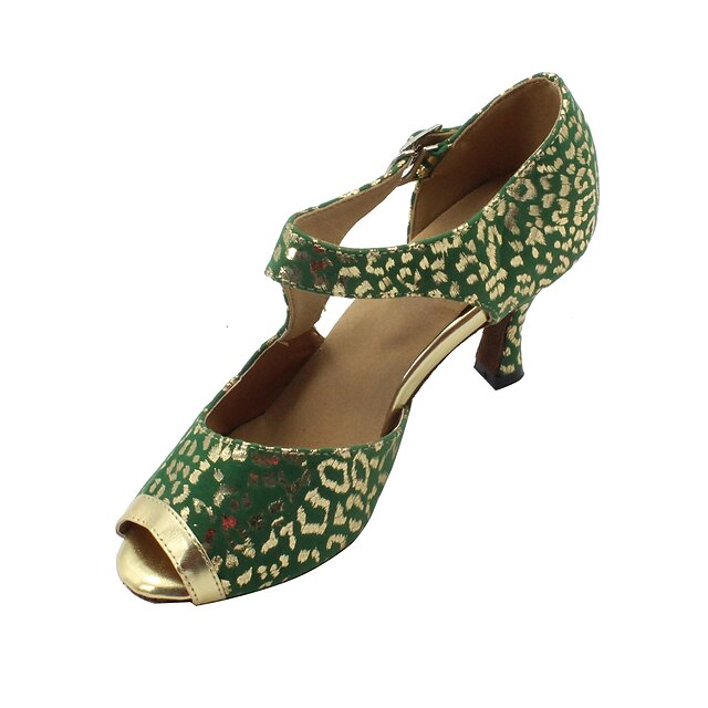  Women's Latin Shoes Velvet / Leatherette Sandal Customized Heel Customizable Dance Shoes Green