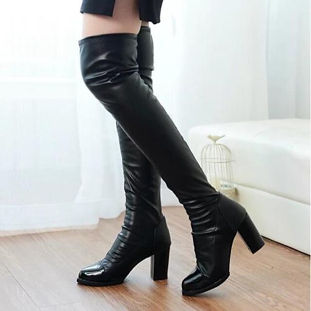  Women's Shoes Pointed Toe Chunky Heel Over The Knee Boots