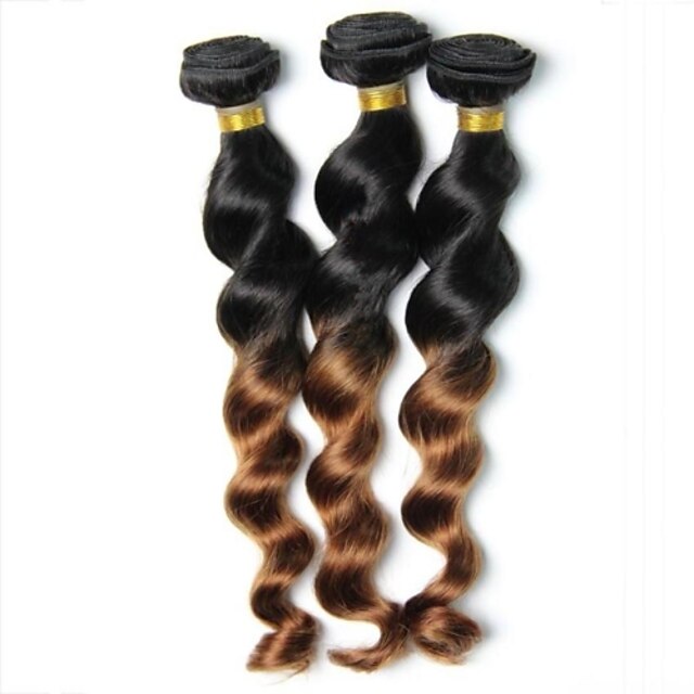  3Pcs Lot Peruvian Virgin Hair Loose Wave 100% Human Hair Extensions Ombre Hair Two Tone Hair Weave #1B/33