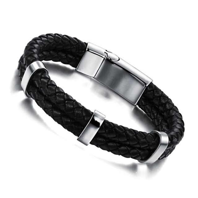  Herrn Lederarmbänder gewebte Einzigartiges Design Modisch Leder Armband Schmuck Schwarz Für Weihnachts Geschenke Hochzeit Party Alltag Normal Sport / Titanstahl