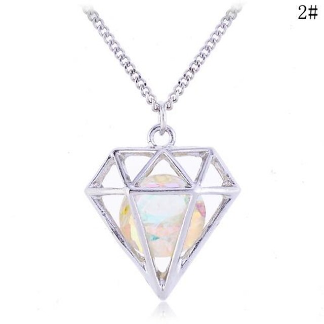  Lureme®Alloy Crystal Diamind Shape Pendant Long Necklace