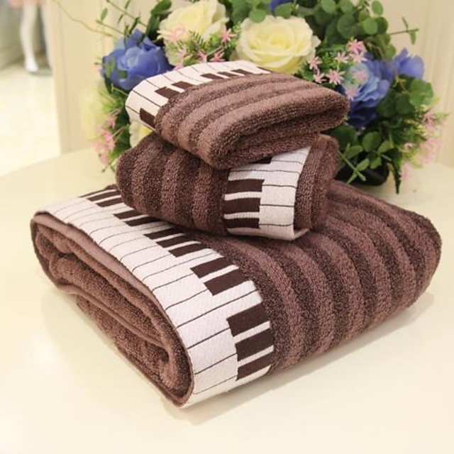  sensleep® 3pcs set di asciugamani jacquard, pianoforte modello, marrone o grigio 100% cotone, telo da bagno telo lavare& asciugamano