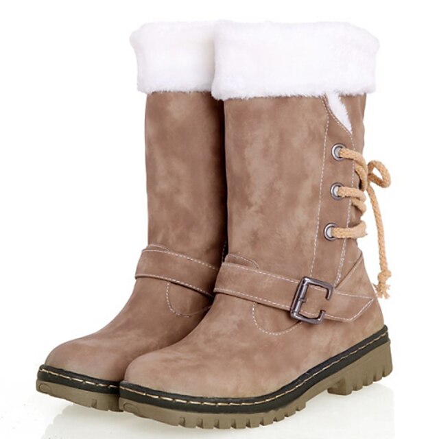  Mujer Zapatos Semicuero Primavera / Invierno Tacón Bajo 35.56-40.64 cm / Mitad de Gemelo Pajarita Camello / Marrón / Beige