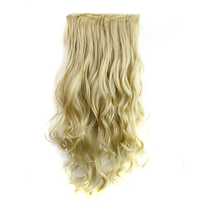  Extentions synthétiques Bouclé Classique Cheveux Synthétiques 24 pouce Extension des cheveux Extension à clip Blond Femme Quotidien