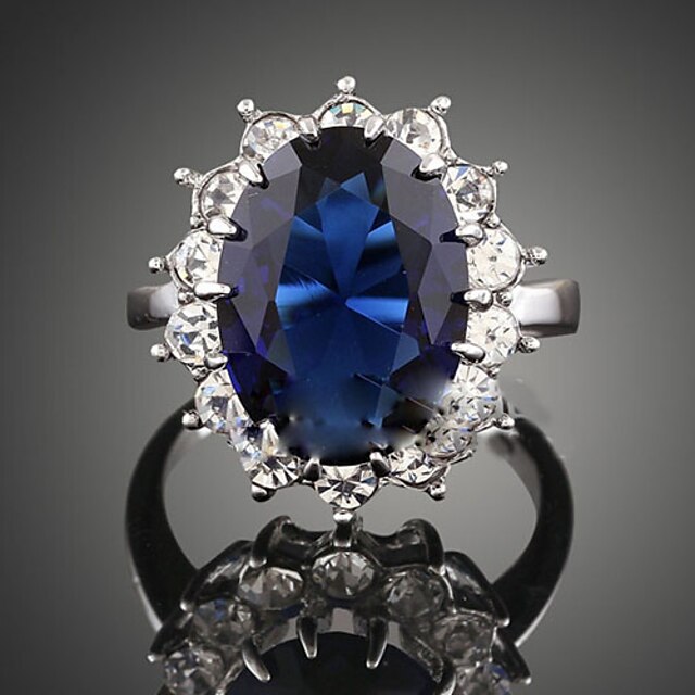  Statement Ring Sapphire Solitaire Dark Blue Synthetic Gemstones Cubic Zirconia Alloy Cocktail Ring Ladies Fashion Plaited / Women's / Crystal / Synthetic Sapphire