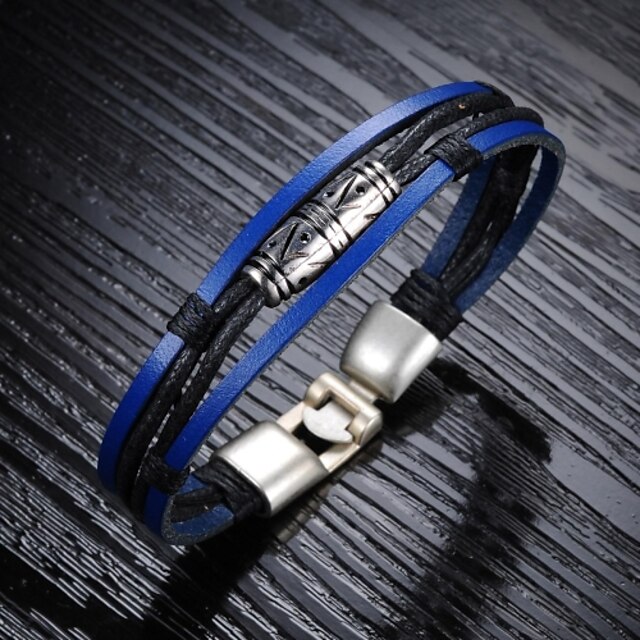  Men's Leather Bracelet - Leather Unique Design, Fashion Bracelet Blue For Christmas Gifts / Wedding / Party