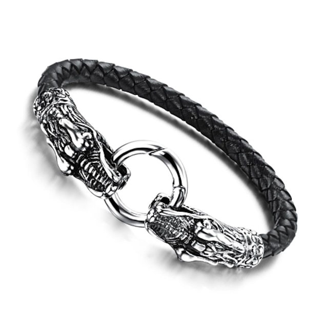  Men's Leather Bracelet woven Leather Bracelet Jewelry Black For Christmas Gifts Wedding Party Daily Casual Sports / Titanium Steel