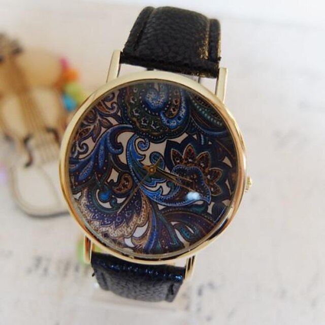  Women‘s Fashion Style Gold Dial Leather Band Quartz Analog Wrist Watch Cool Watches Unique Watches