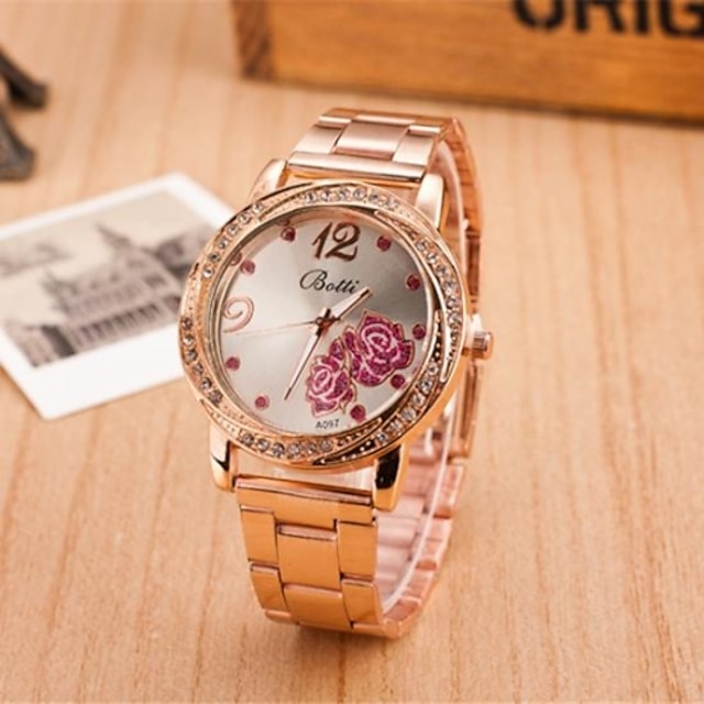  Women's Dress Watch Quartz Rose Gold Analog Flower