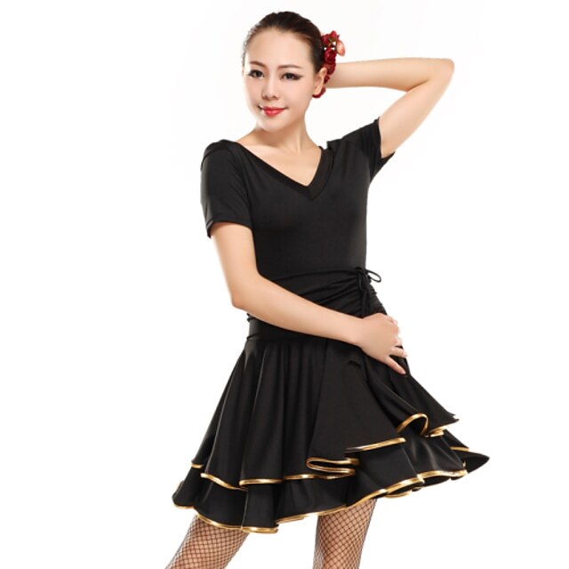  Latin Dance Dresses Women's Elastic Woven Satin