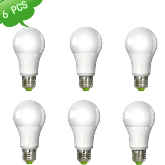  9 W LED-bollampen 900 lm E26 / E27 A60 (A19) 1 LED-kralen COB Dimbaar Warm wit 220-240 V / 6 stuks / RoHs