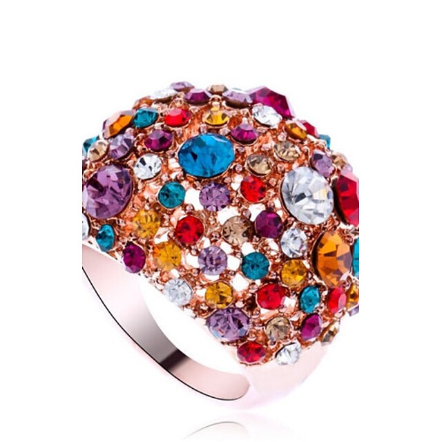  Bague Fantaisie Grosse Zircon Paver Écran couleur Zirconium Imitation Diamant Alliage Arc-en-ciel Gros Fantaisie Luxe Mode / Femme