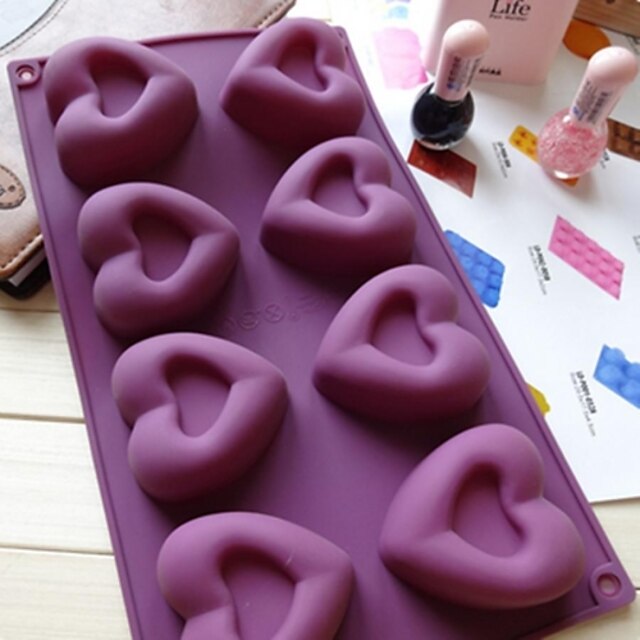  8 gat hart cakevorm ijs gelei chocoladevorm, siliconen 30 × 17,5 × 3 cm (11,8 × 6,9 × 1,2 inch)