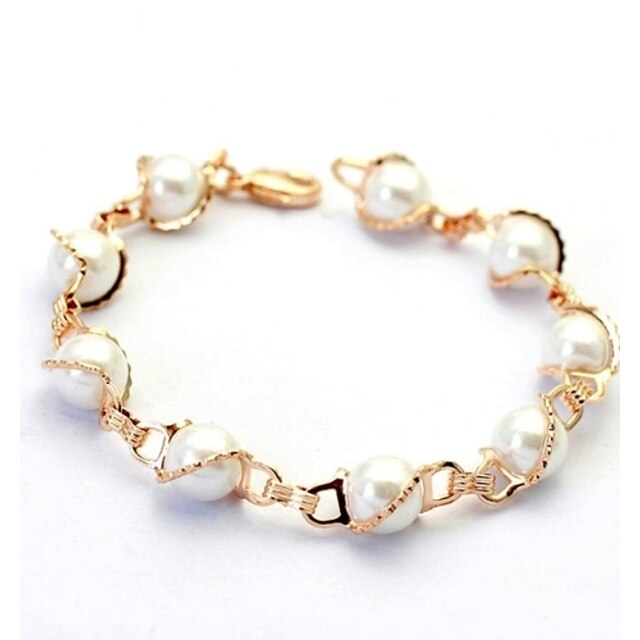  Women's Pearl Bead Bracelet Ladies Simple Style Pearl Bracelet Jewelry Golden / Silver For Wedding Party Daily Casual Masquerade Engagement Party / Imitation Pearl / Gold Plated / Crystal