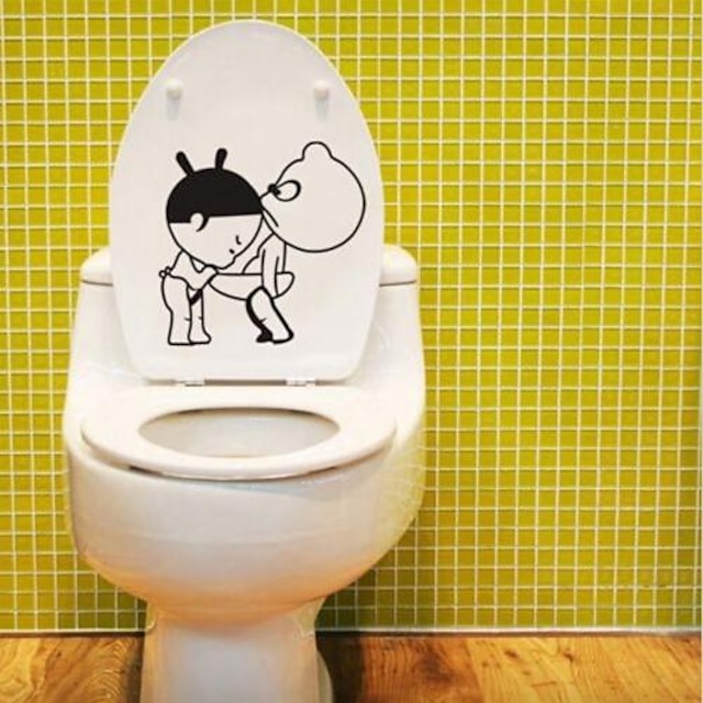  Cartoon Wall Stickers Plane Wall Stickers Toilet Stickers, PVC(PolyVinyl Chloride) Home Decoration Wall Decal Toilet Decoration / Removable