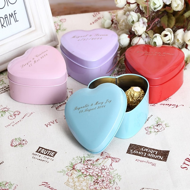 Redondo Cuadrado Corazón Metal Soporte para regalo  con Estampado Cajas de regalos Cubetas de recuerdo