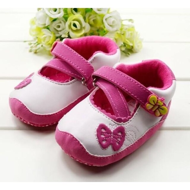  Baby Shoes First Walker Flat Heel Cotton Flats with Magic Tape and Bowknot Shoes