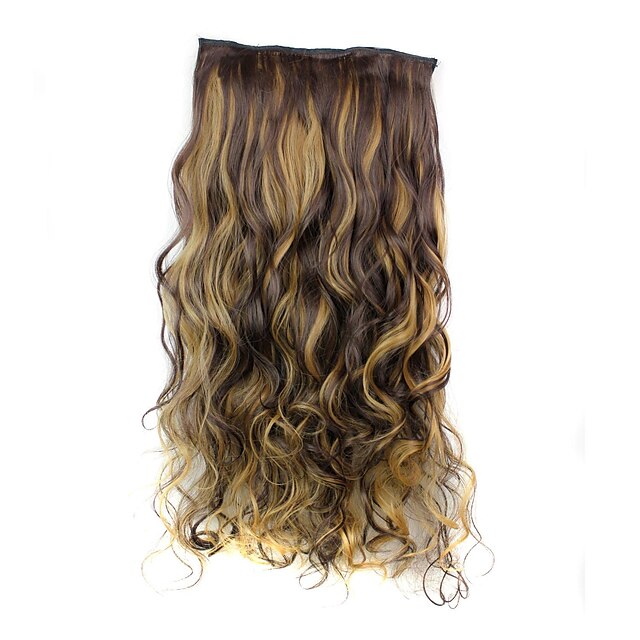  Extentions van mensenhaar Gekruld Klassiek Synthetisch haar 24 inch(es) Haarextensies Klem In / Op Meerkleurig Dames Dagelijks