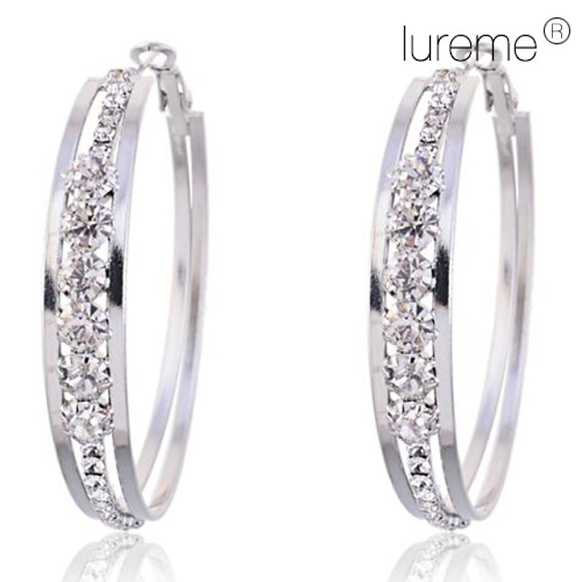  Women's Crystal Hoop Earrings - Crystal Imitation Diamond Ladies Jewelry For Party Daily