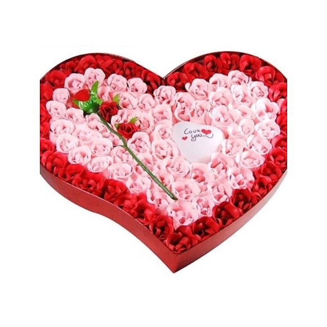  Valentine's Day Romantic Heart-Shaped Soap Rose(More Colors)