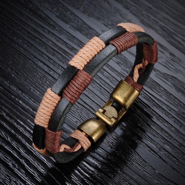  Men's Leather Bracelet - Leather Unique Design, Fashion Bracelet Black / Coffee For Wedding / Party / Daily