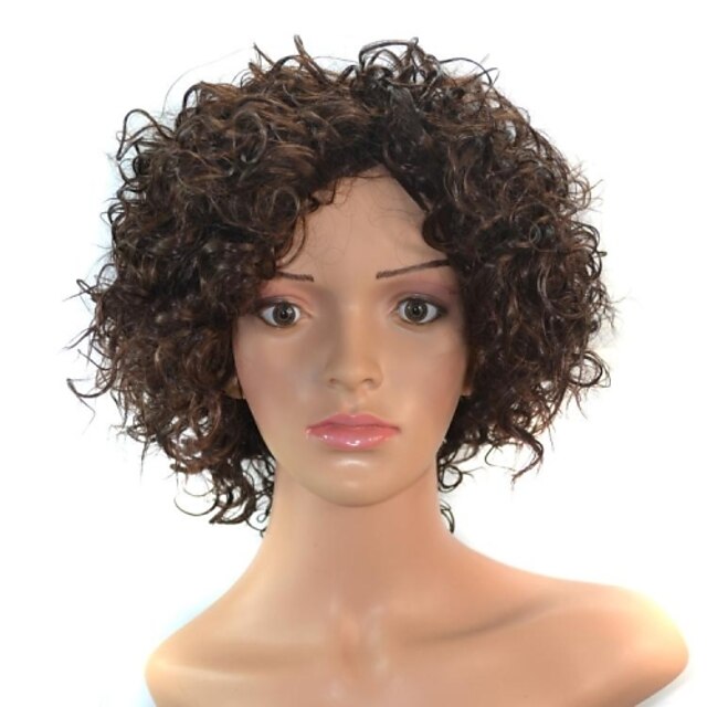  14-дюймовые черные женщины короткие вьющиеся волосы афро синтетические парики косплей с бесплатным волос сети