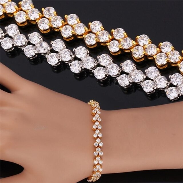  instyle aaa de luxe + zircone cubique millésime Bracelet en or 18 carats plaqué platine bijoux de haute qualité 17cm 19cm