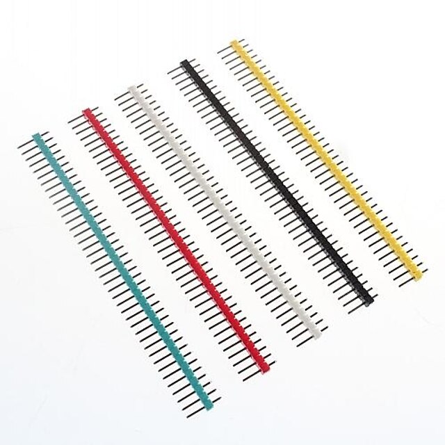  flerfarget 40-pin 2.54mm banen pin overskrifter (10 stk)