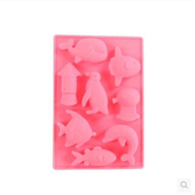  8 holes dolfijn vorm taart ijs gelei chocolade mallen, siliconen 13 × 8,7 × 1,5 cm (5,1 × 3,4 × 0.6inch) willekeurige kleur