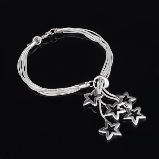  Woman's Fashion Personality Five Star  Silver Bracelet