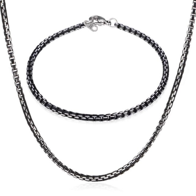  InStyle koele 316l roestvrij staal zwarte box ketting ketting bacelet set sieraden voor vrouwen mannen van hoge kwaliteit
