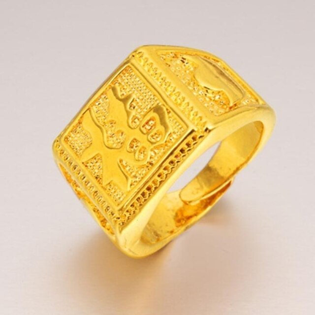  Men's Statement Ring Signet Ring Gold Plated Unique Design Fashion Ring Jewelry For Wedding Party Daily Casual Sports 9