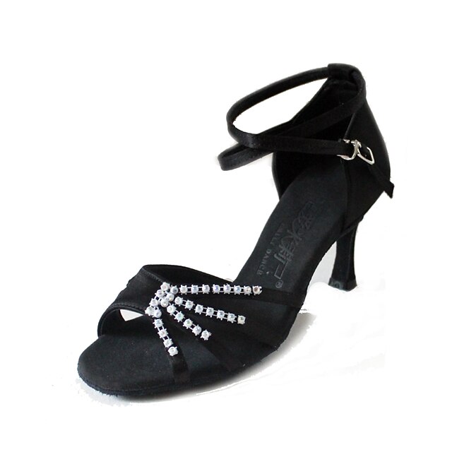  Women‘s Dance Shoes Latin/Ballroom Satin Stiletto Heel Black