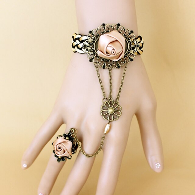  New Fashion Retro Coffee Rose Bracelet Ring Set