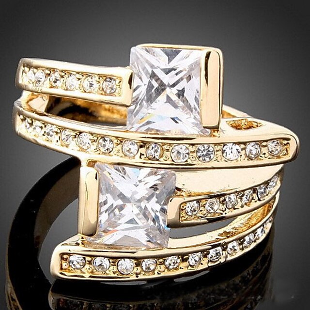  Women's Statement Ring - Zircon, Cubic Zirconia, Gold Plated Luxury, Fashion One Size Screen Color For Party / Imitation Diamond / Alloy