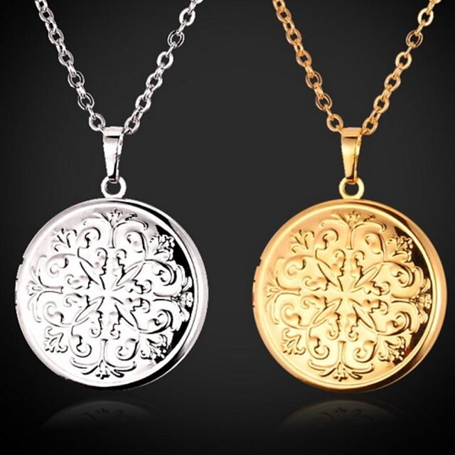  Women's Choker Necklace Pendant Necklace Floating Locket Cameo Engraved Ladies Fashion Copper Platinum Plated Gold Plated Golden Silver Necklace Jewelry For Wedding Party Daily Casual