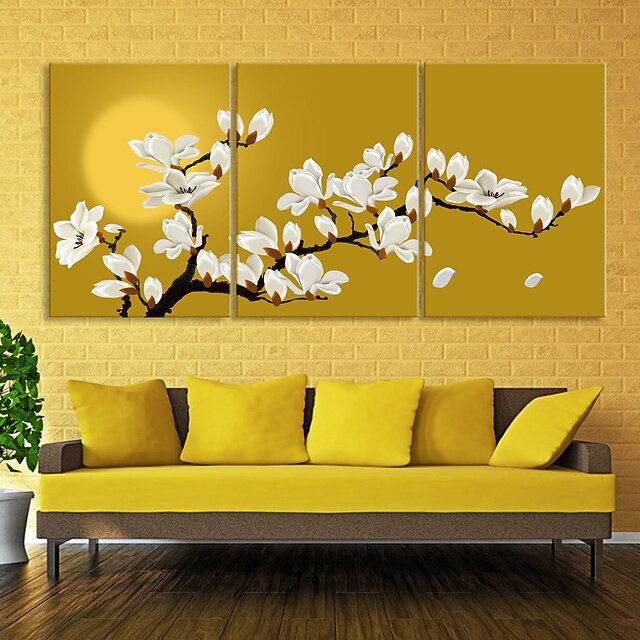 EHOME® Stretched Canvas Art Magnolia Decoration Painting Set of 3 2023