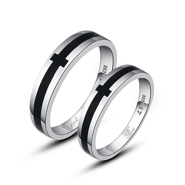  presente personalizado simples de 925 prata esterlina anéis casais