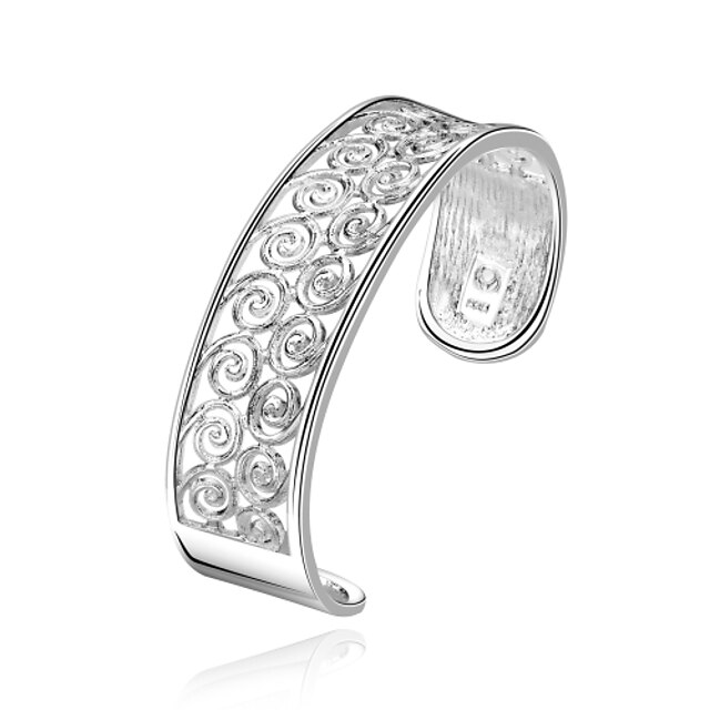  Lureme Sweet Style 925 Sterling Sliver  Hollow Round Cuff Bangle for Women