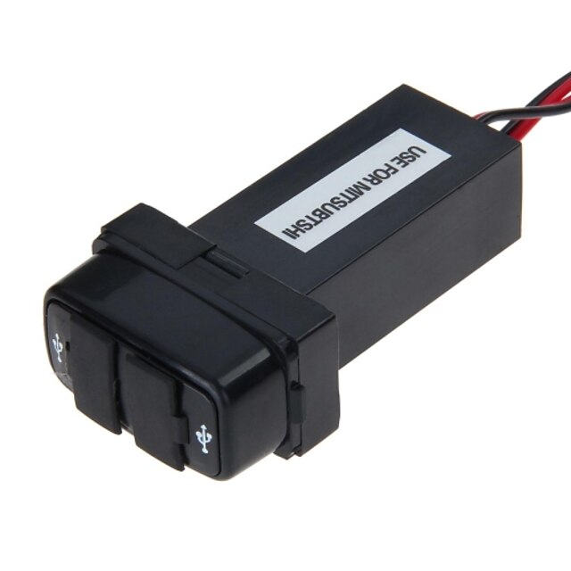  12v 2.1a dual usb-poort stopcontact mobiele gps auto-oplader voor mitsubishi (zwart)