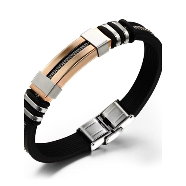  Heren Lederen armbanden - Titanium Staal Armbanden Zwart Voor Bruiloft Feest Dagelijks