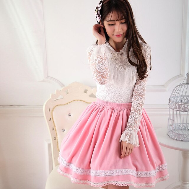  Skirt Sweet Lolita Princess / Elegant Pink Lolita Accessories Skirt Print For Women Polyester