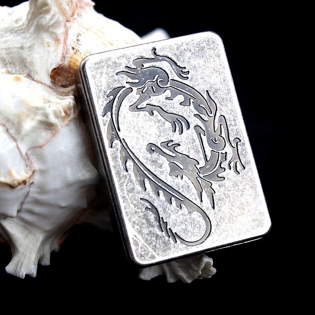  motif de dragon gravure personnalisée argent antique métal briquet électronique