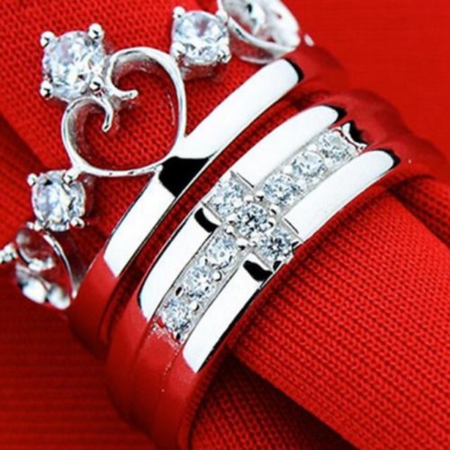  Heren Dames Voor Stel Zilver Ring Sterling zilver Zilver Prinsessa Klassiek Modieuze ringen Sieraden Voor Feest / Uitgaan 7