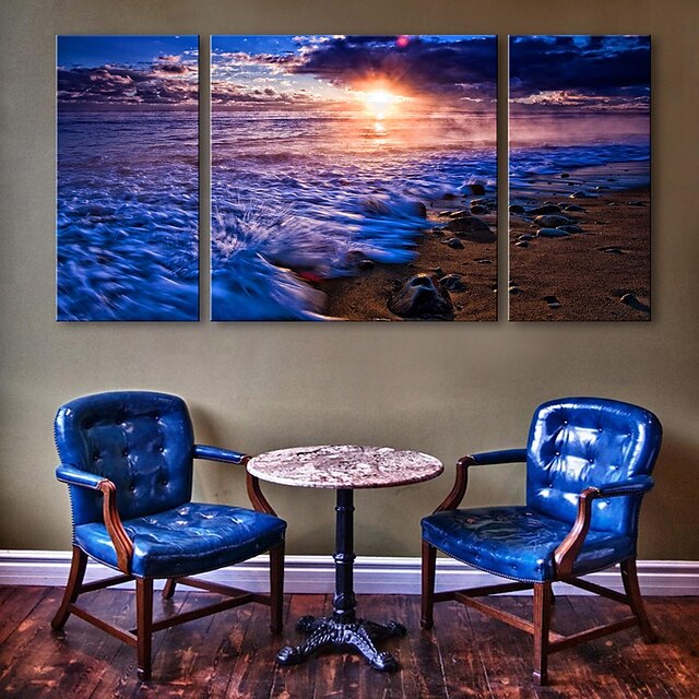  e-Home® opgespannen doek zijt de zee decoratief schilderen set van 3