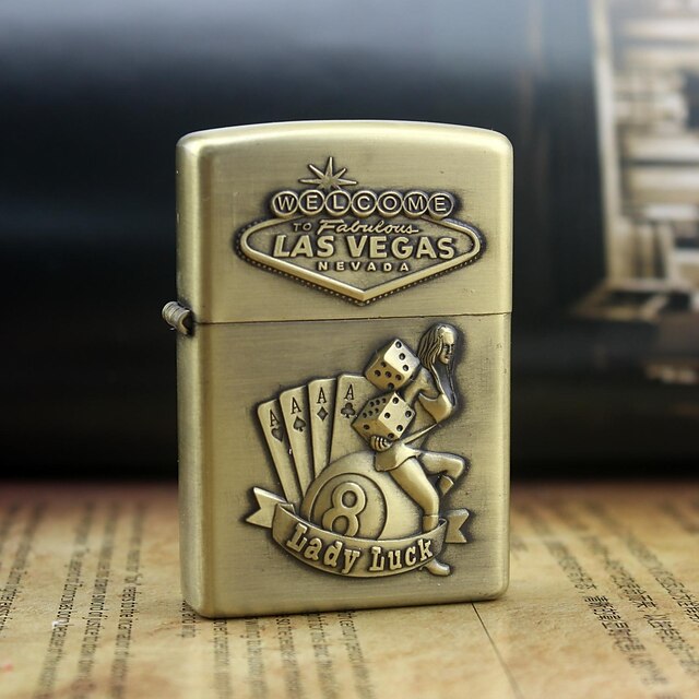 Personalized Engrave Beauty Dice Pattern Gold Metal Oil Lighter