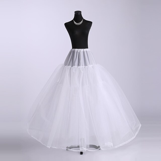  Wedding Slips Nylon Floor-length A-Line Slip / Ball Gown Slip with Lace-trimmed bottom