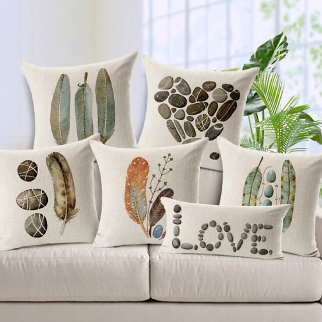  5 pcs Cotton/Linen Pillow Cover, Nature Modern/Contemporary